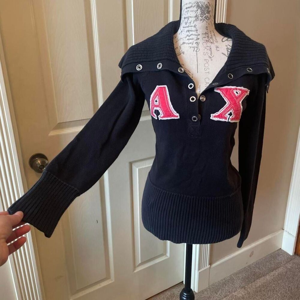 Armani-exchange Women's Black and Pink Jumper